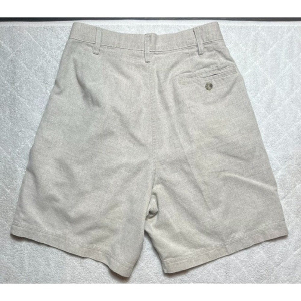 VTG Woolrich Women's Sz 8 Measure 23in Pleated Linen High Rise Shorts Tan- 2176 - Picture 2 of 7